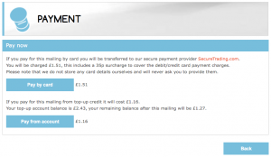 Postcard Payment Screen